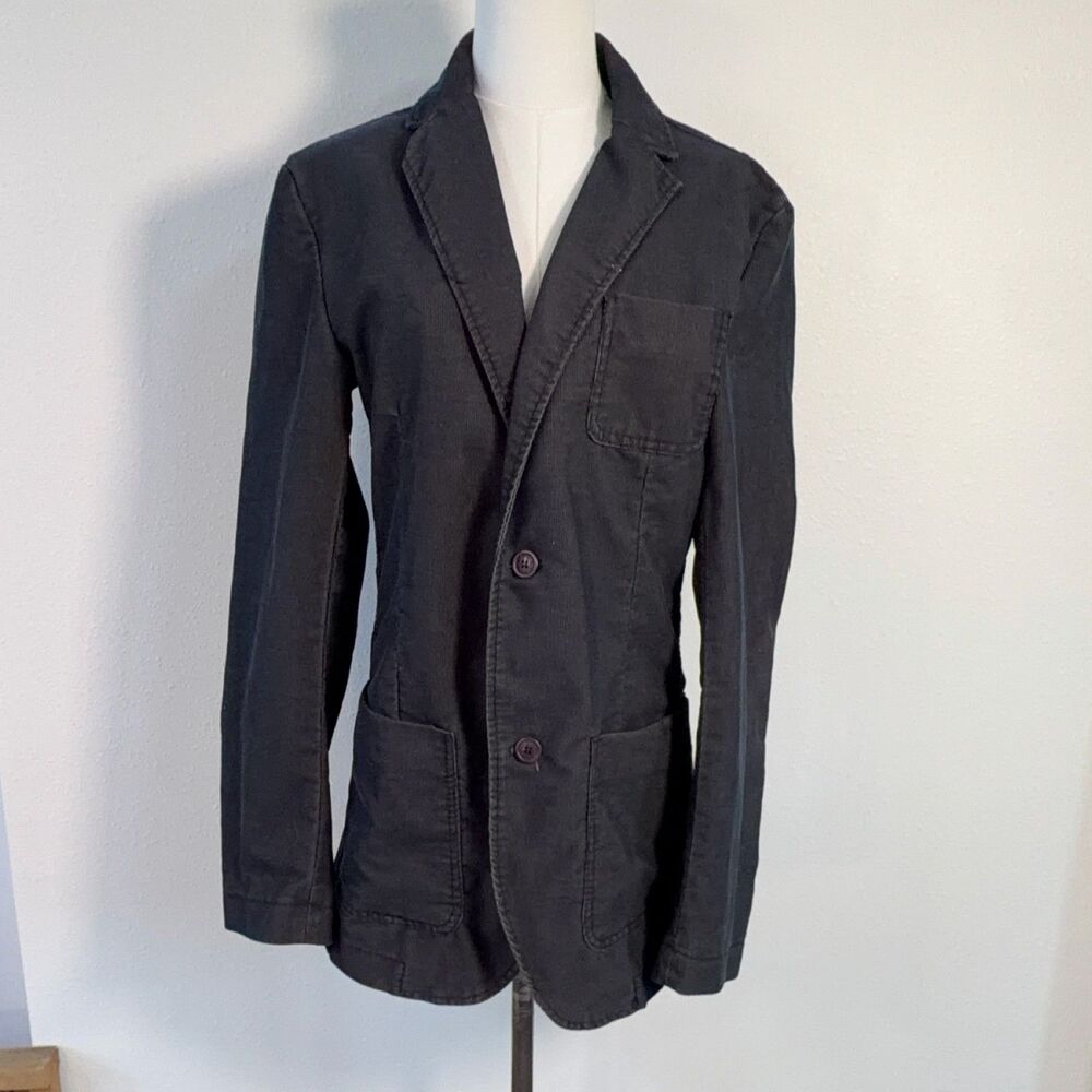 FCUK Women's Blazer 36 Dark Grey Corduroy Cotton Blend Button Casual Jacket